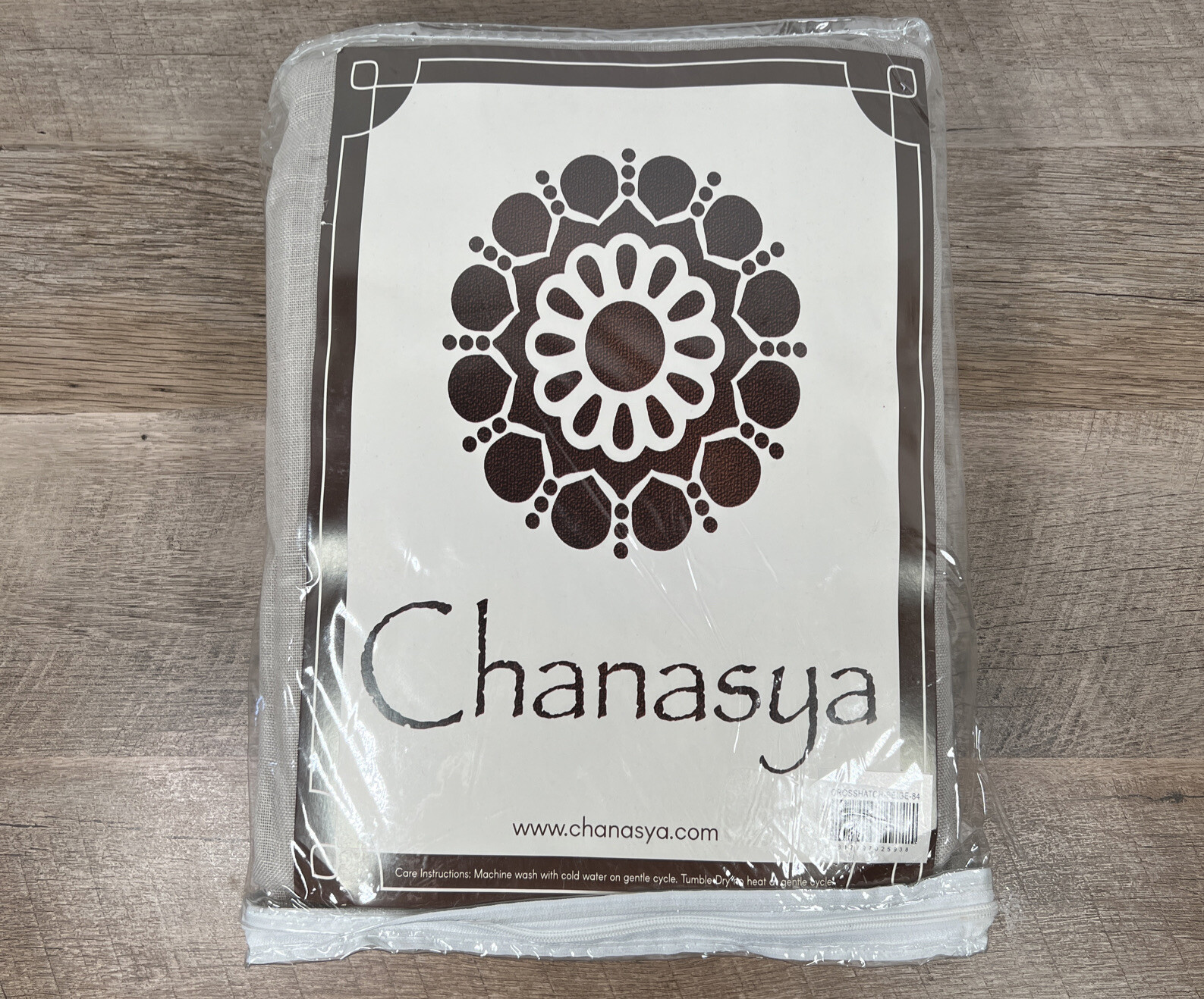 Chanasya Beige Crosshatch Textured Curtains, 2 Panels, 52 x 84 Inches