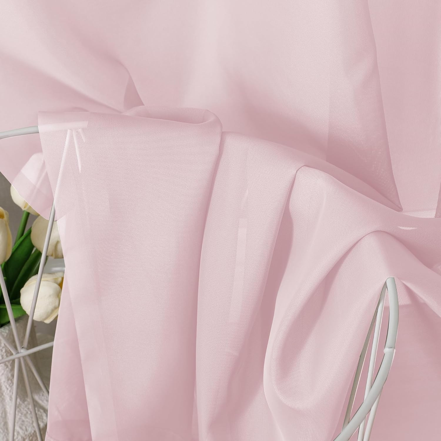 OVZME Blush Pink Sheer Curtains 84 Inches Long 42″W x 84″L (Pack of 2),