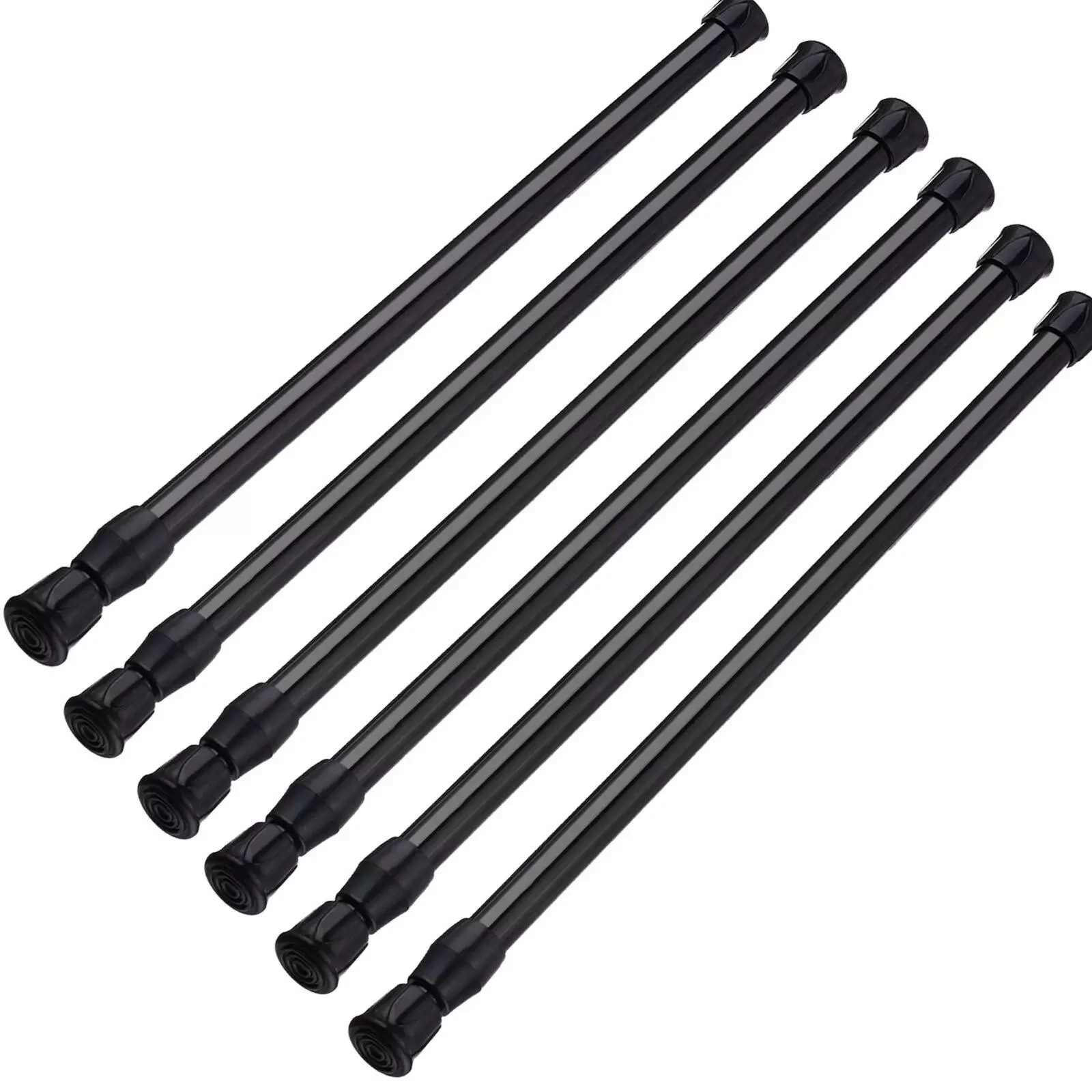 Refrigerator Bar RV Cupboard Cabinet Spring Tension Rod Extendable Black 6pcs