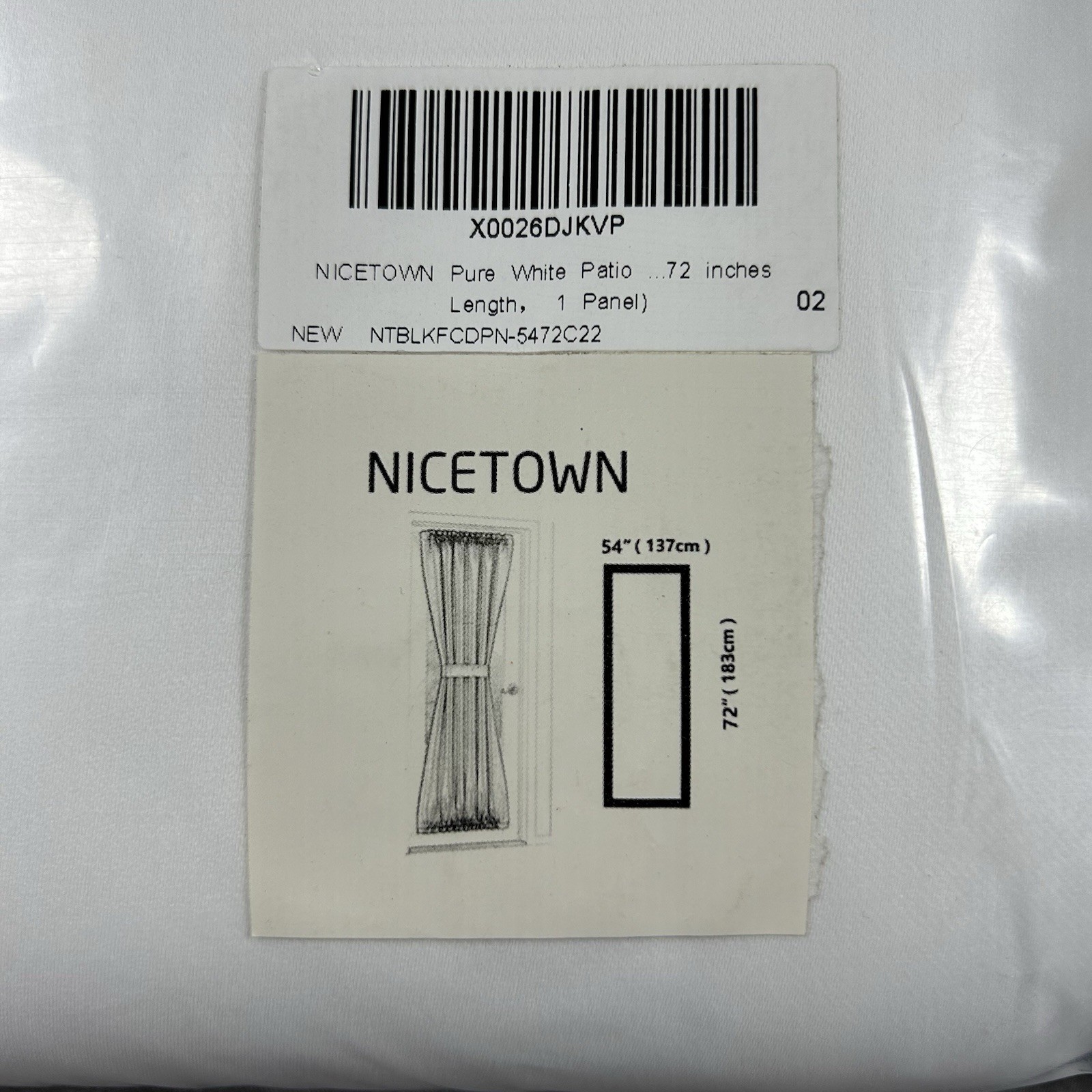 Nicetown Pure White Patio Door Panel Curtain 54” x 72” Set Of 2 Panels