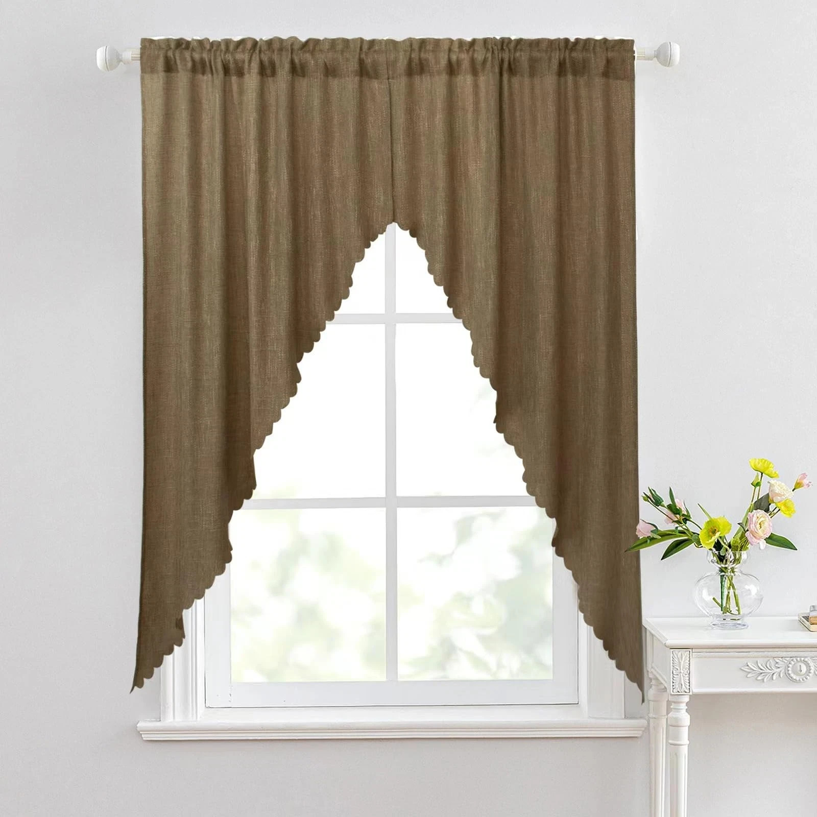 Soft Burlap Look Swag Curtains Rustic Natural Rod Pocket Kitchen V…