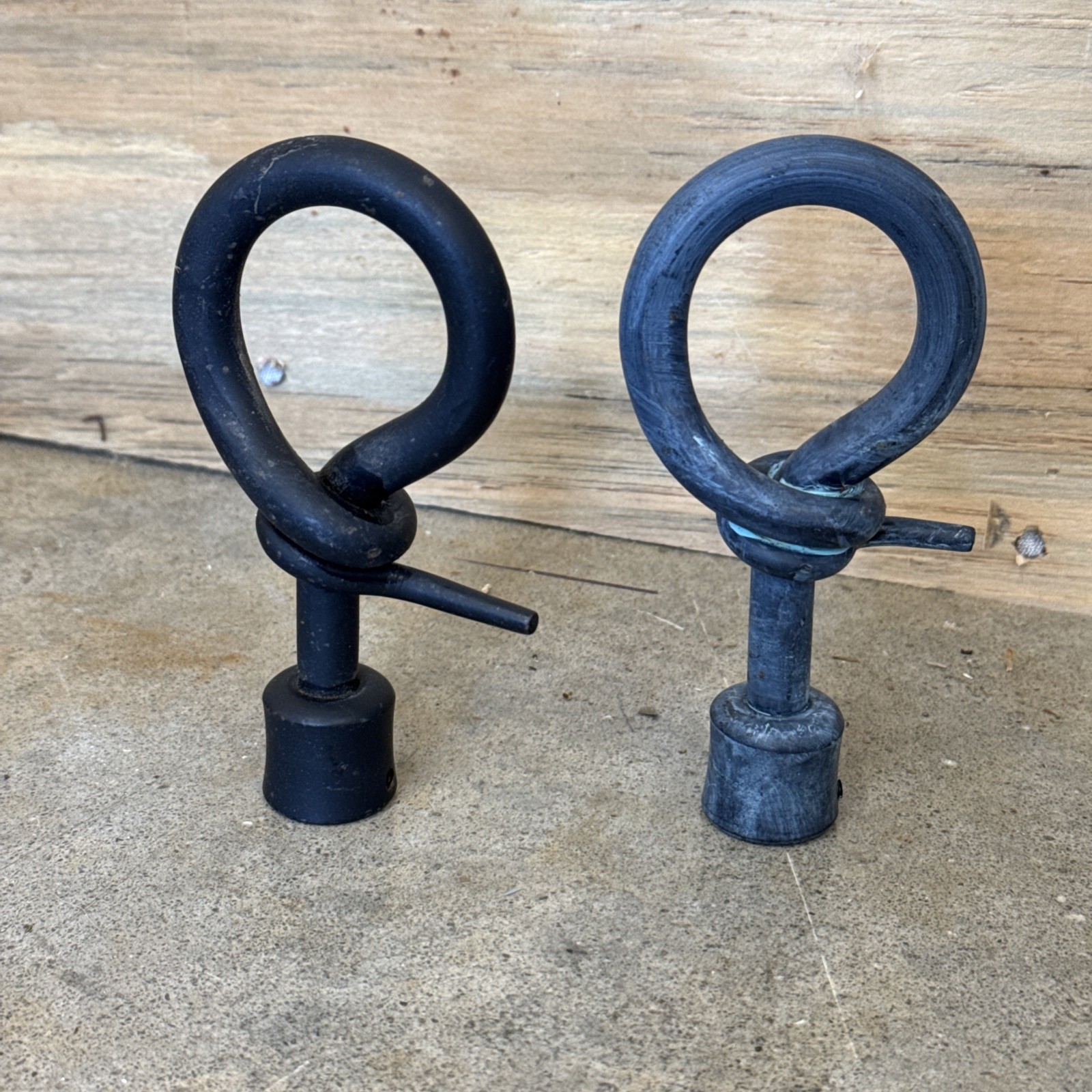 Knotted Or Barber Wire Cast Iron Finials Black Paint 5.25” high 3/4” Opening