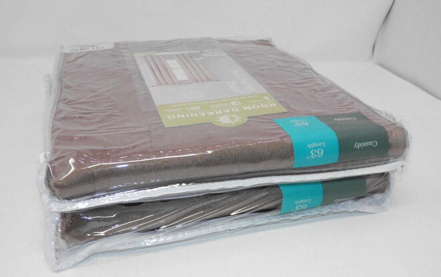 Home Expression Cassidy Curtains 50×63″ Room Darkening Rod Pocket Dark Mocha NEW
