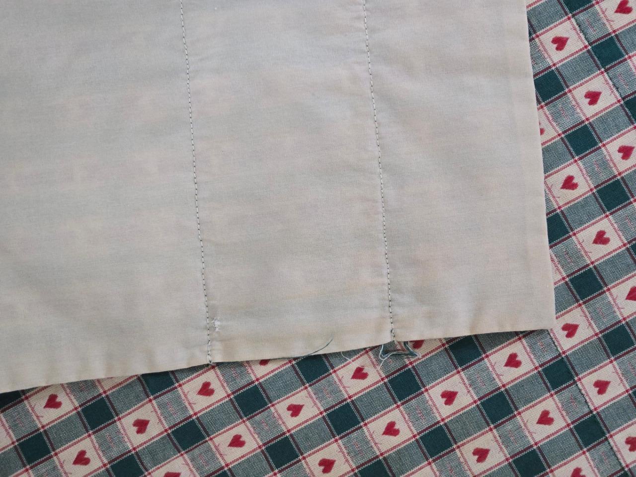 2 Curtain Valance Custom Lined Calico Green Beige With Red Hearts 21 x 86