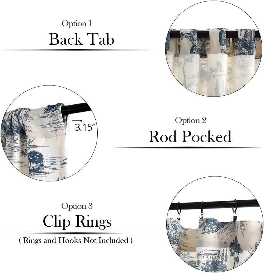 Blue Chenille Light Blocking Curtains 2 Panels 52″x84