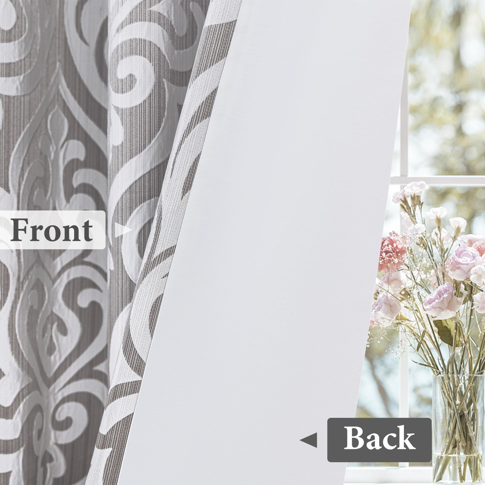 Loom And Mill Contemporary Damask Curtains Bedroom Luxury Lined Darkening