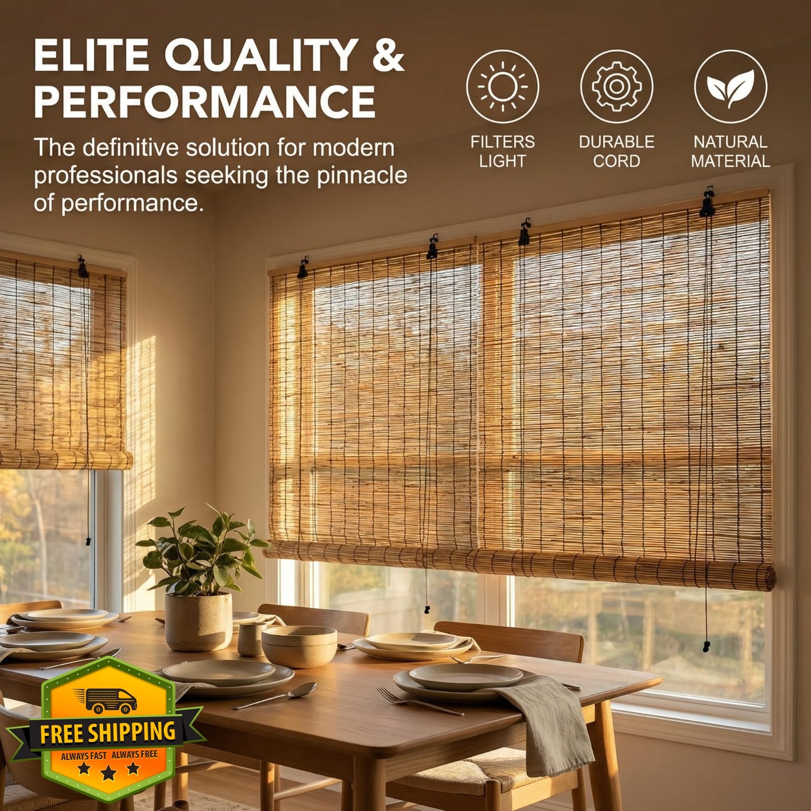 Lignity Carbonized Bamboo Blinds 23″W x 72″H