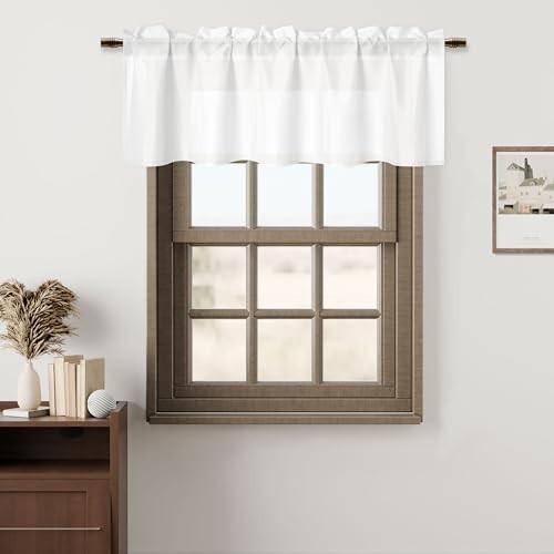 Valance Curtains Light Filtering Rod Pocket 52″W x 18″L (Pack of 1) White