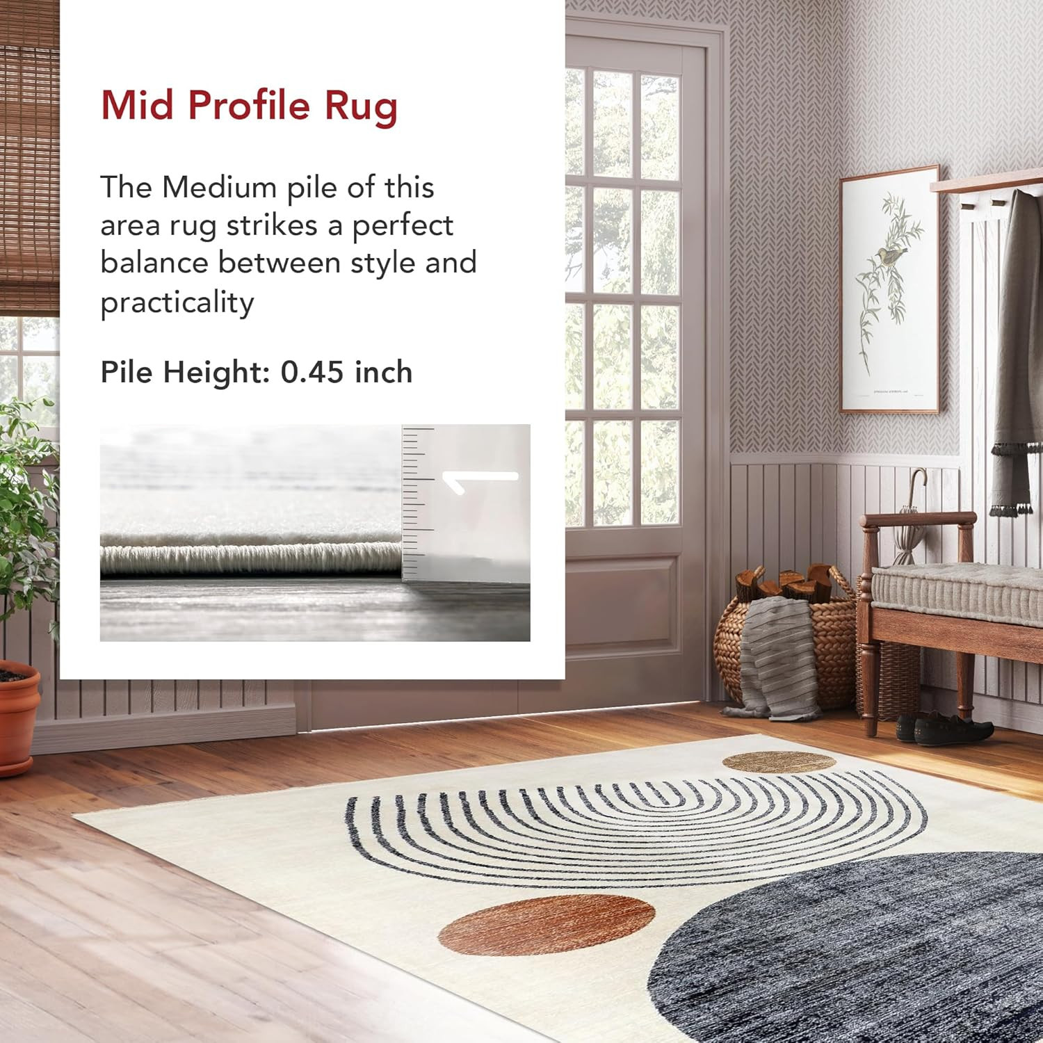 Fringed Beige/Multicolor Area Rug, 6’7″ x 10’2″, Soft, Stain Resistant, Durable