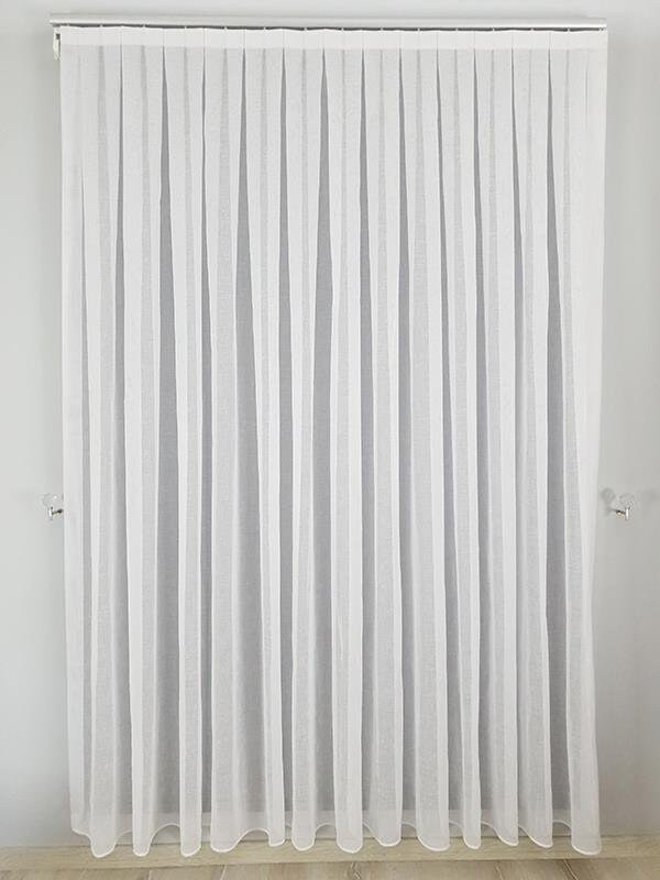 High Quality Patterned Linen Fabric Tulle Curtain, 1 by 2.5 pleated, White