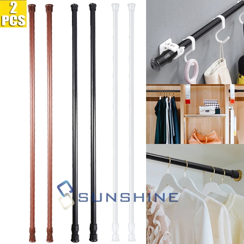 Spring Tension Curtain Rod Load Expandable Curtain Pole Heavy-Duty Steel 15″-44″