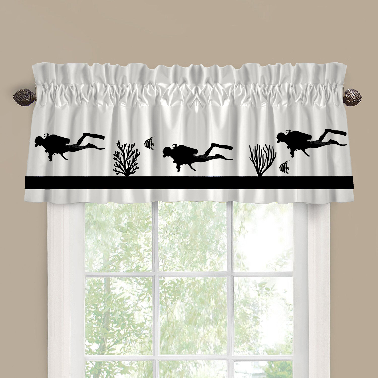 Scuba Diver Diving Window Valance/Curtain *Your Choice of Colors*