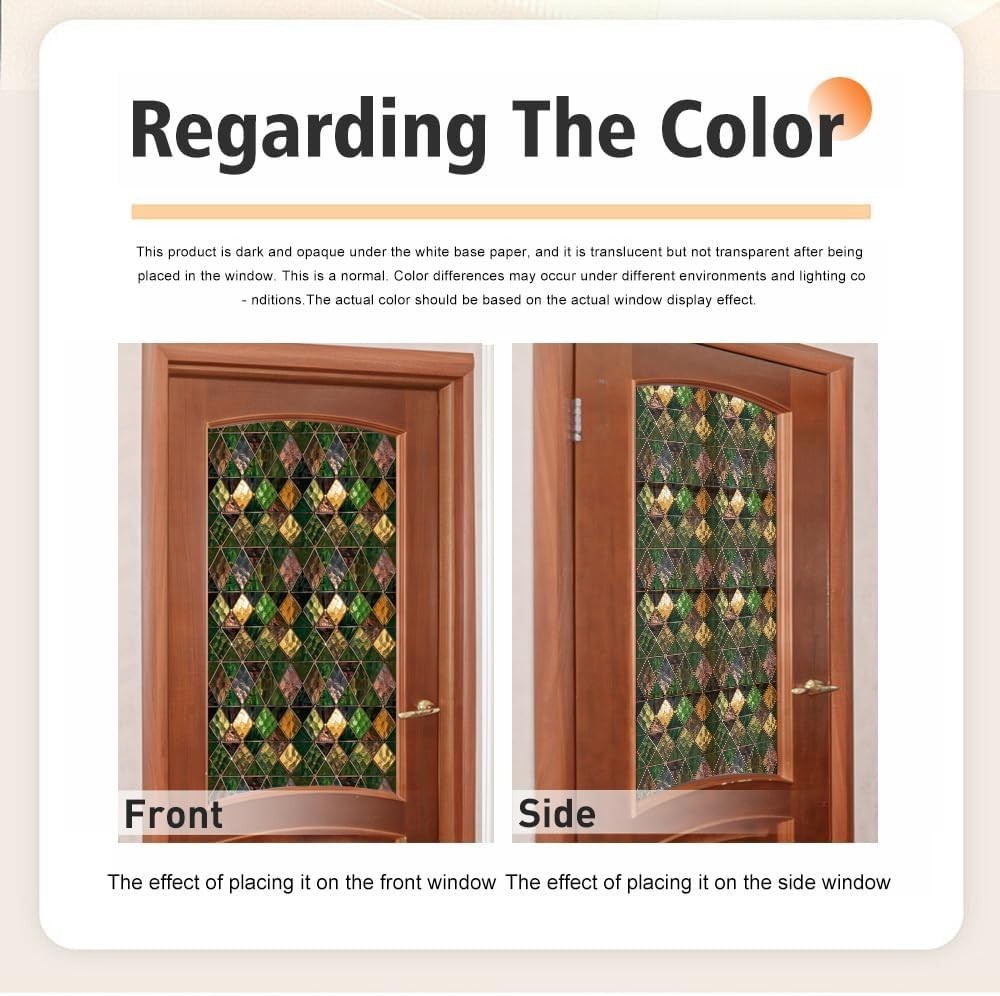 Non-Adhesive Stained Glass Window Film – UV Blocking & Easy Install, 16.9 x 39.4