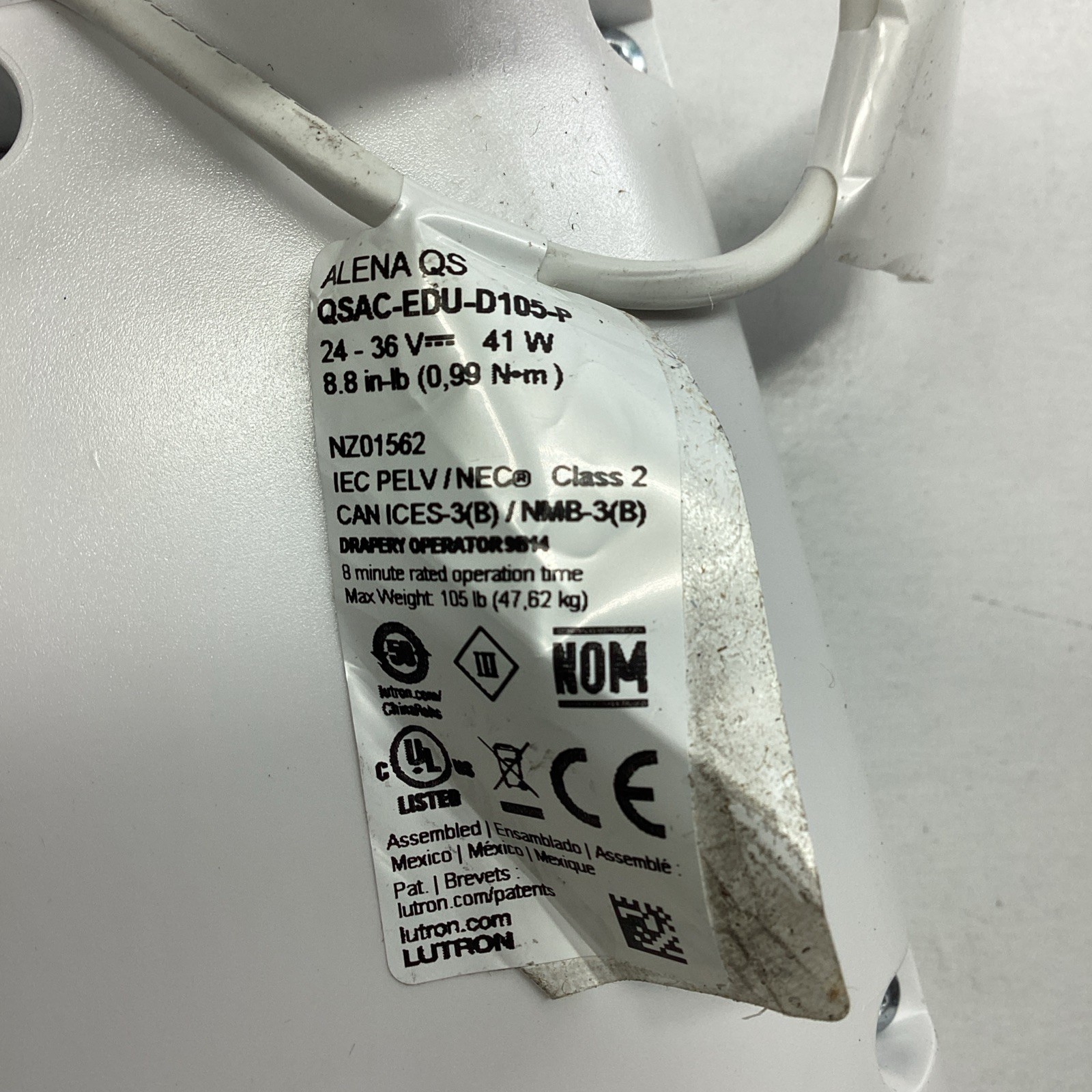 1x Lutron Alena QS QSAC-EDU-D105-P Drapery Drive Module
