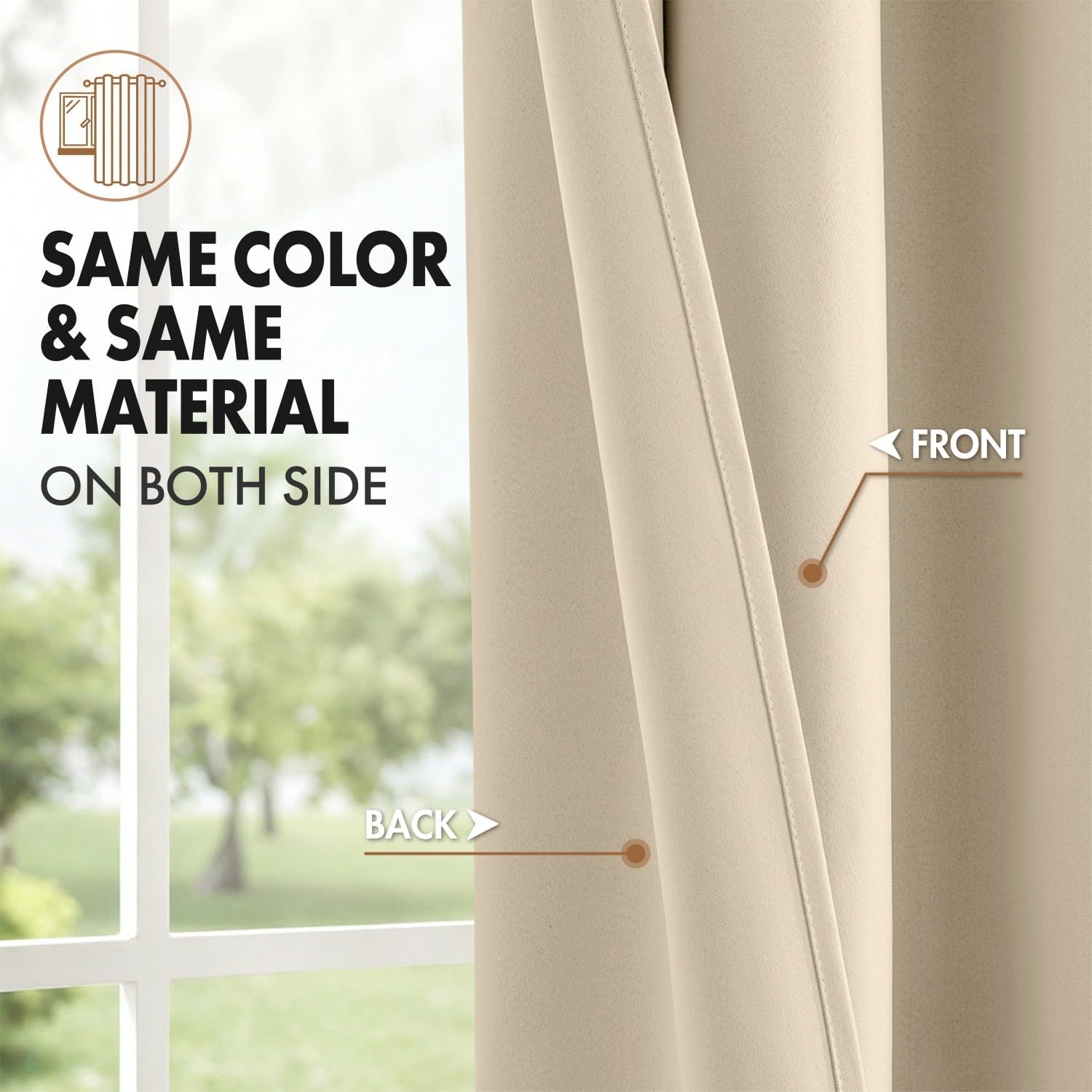 Thermal Blackout Curtains 40×63 Inch 2 Panels Cream Beige