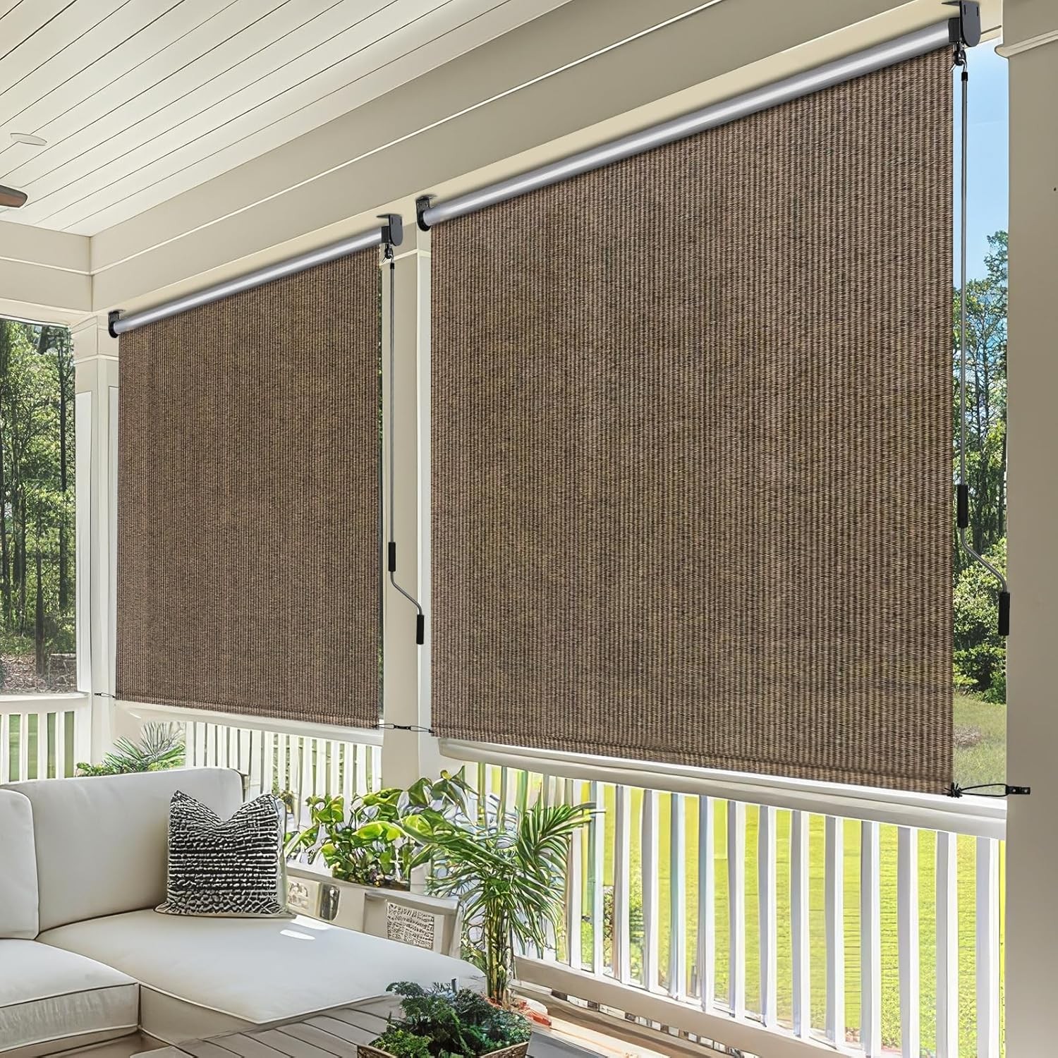 Patio Roller Sun Shade Roll Up Blinds Outdoor Porch HDPE Privacy Shade Screen