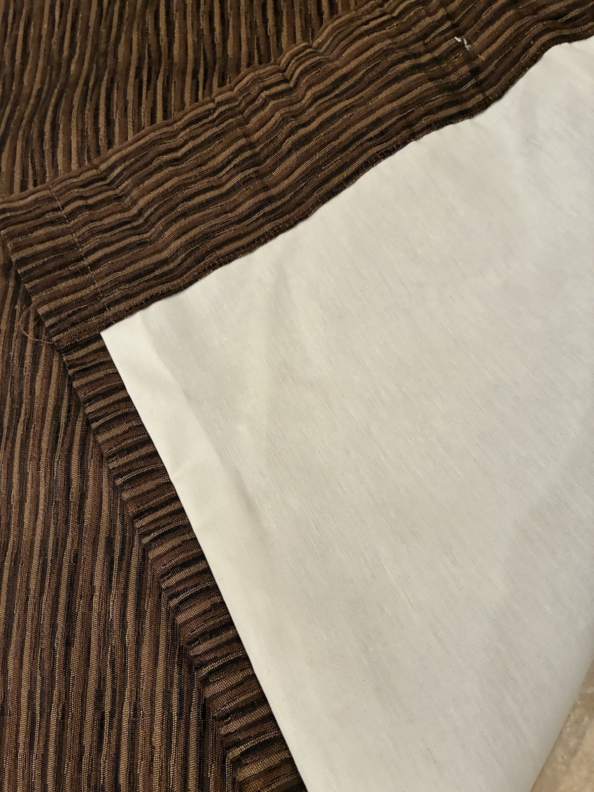 2 Custom Drapes. Chocolate Brown Black Tan Lined Each 3 Ft Wide 129 In Tall