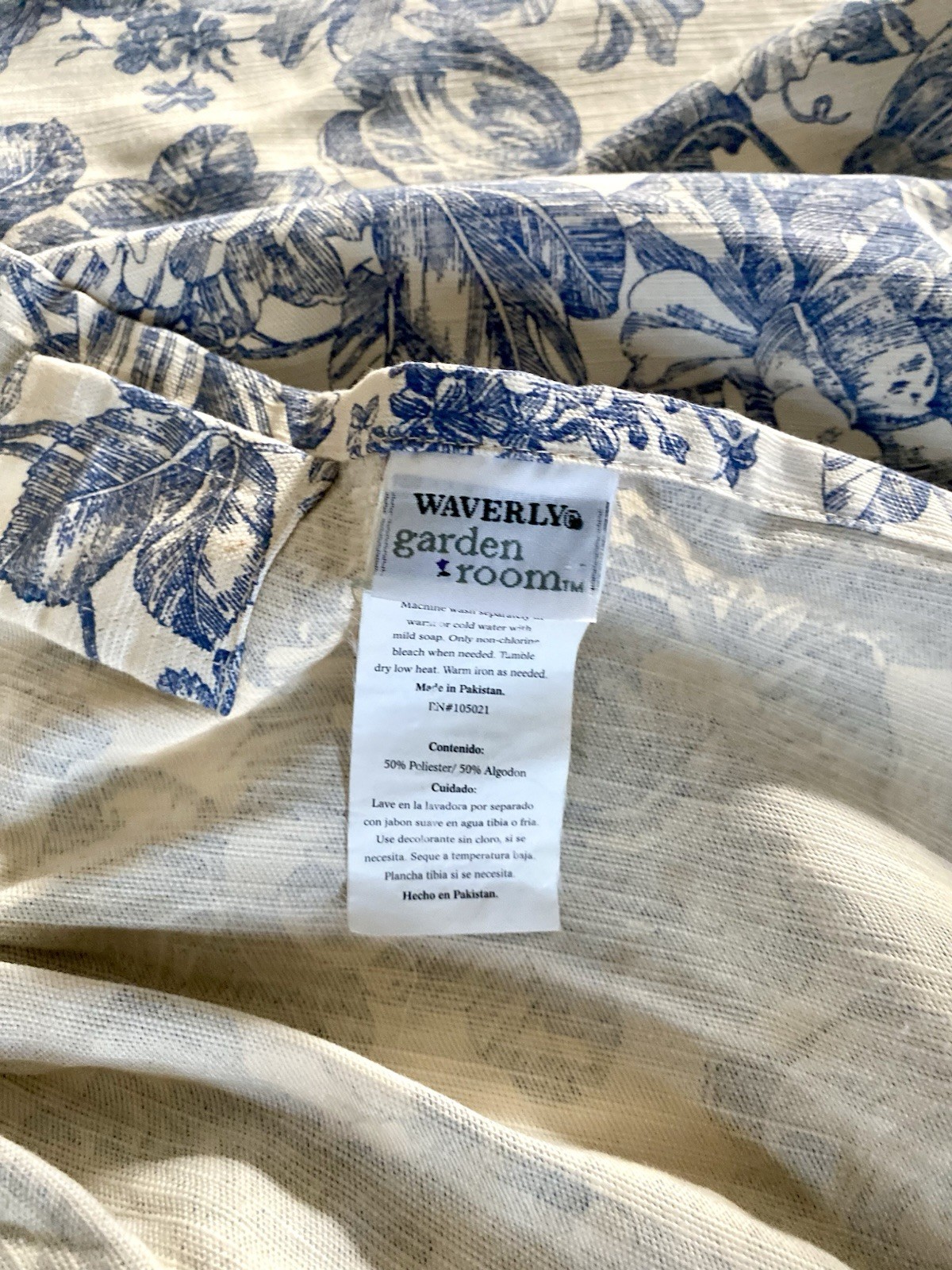 Waverly Garden Room ( 1 ) Blue Garden Toile Floral Gingham Window Valance W/Bows