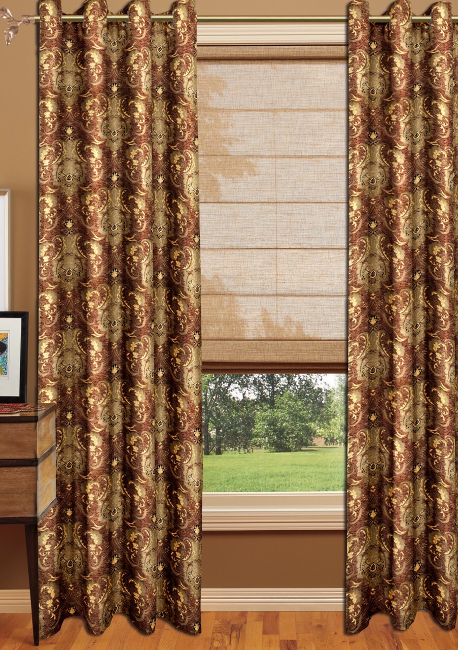 J1 Chenille Drapery Panel – Brown- Rayon/Polyester- 60″ Inches W x 96″ H-J2