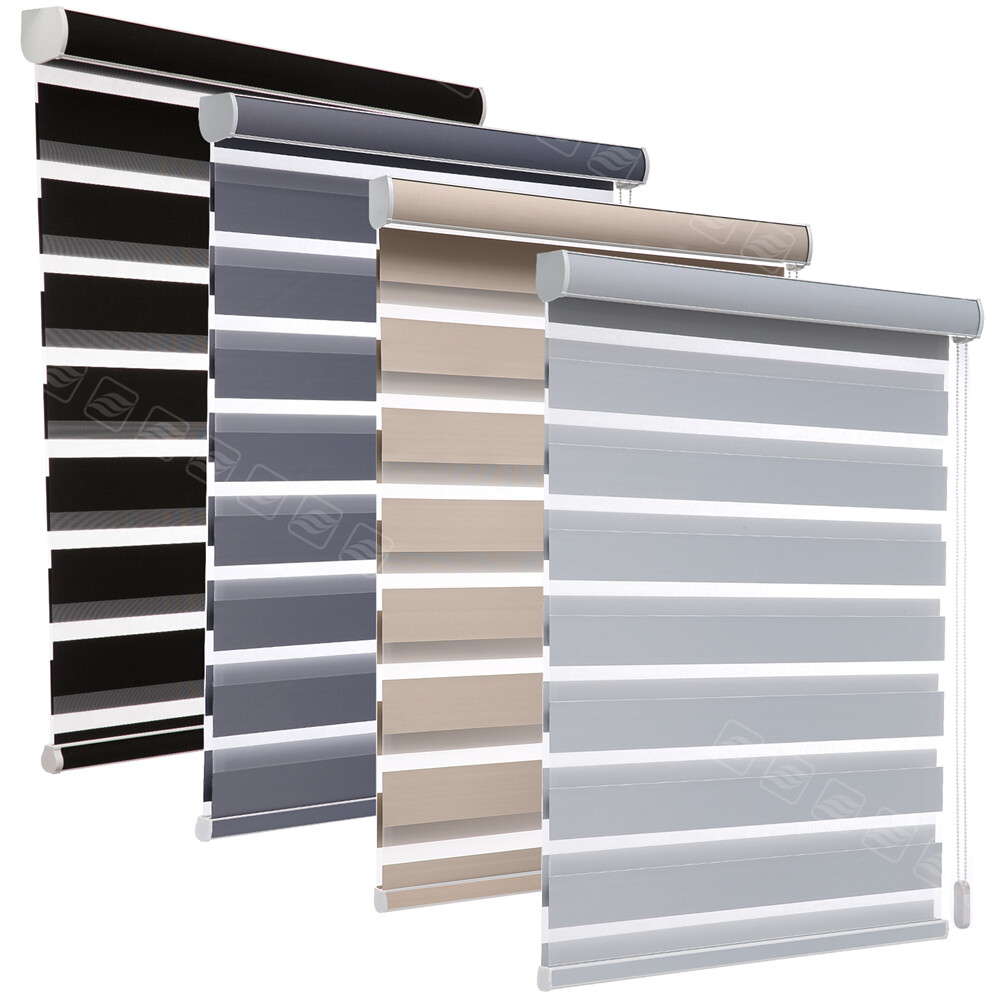 CUSTOMcut Horizontal Window Shade Blind Zebra Dual Roller Blinds Day and Night