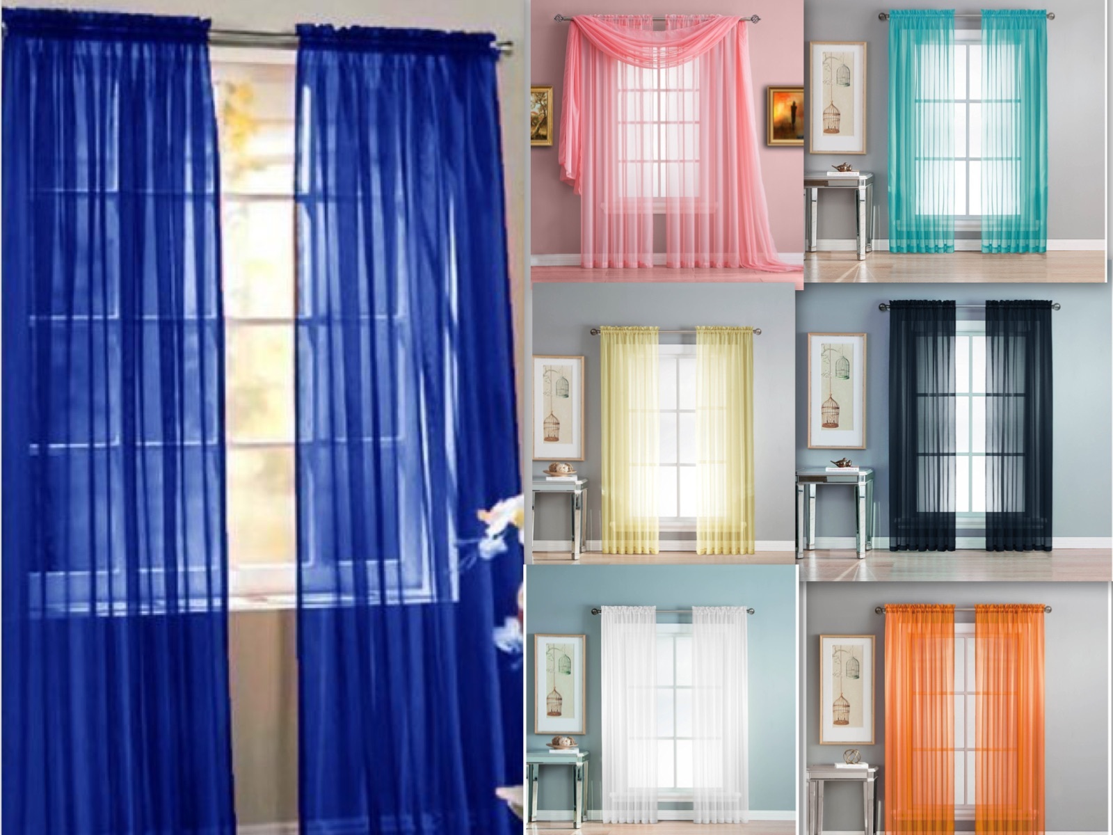 1 Piece Solid Sheer Window Treatment Curtain Drape Panel Extra Long 54″ X 108″