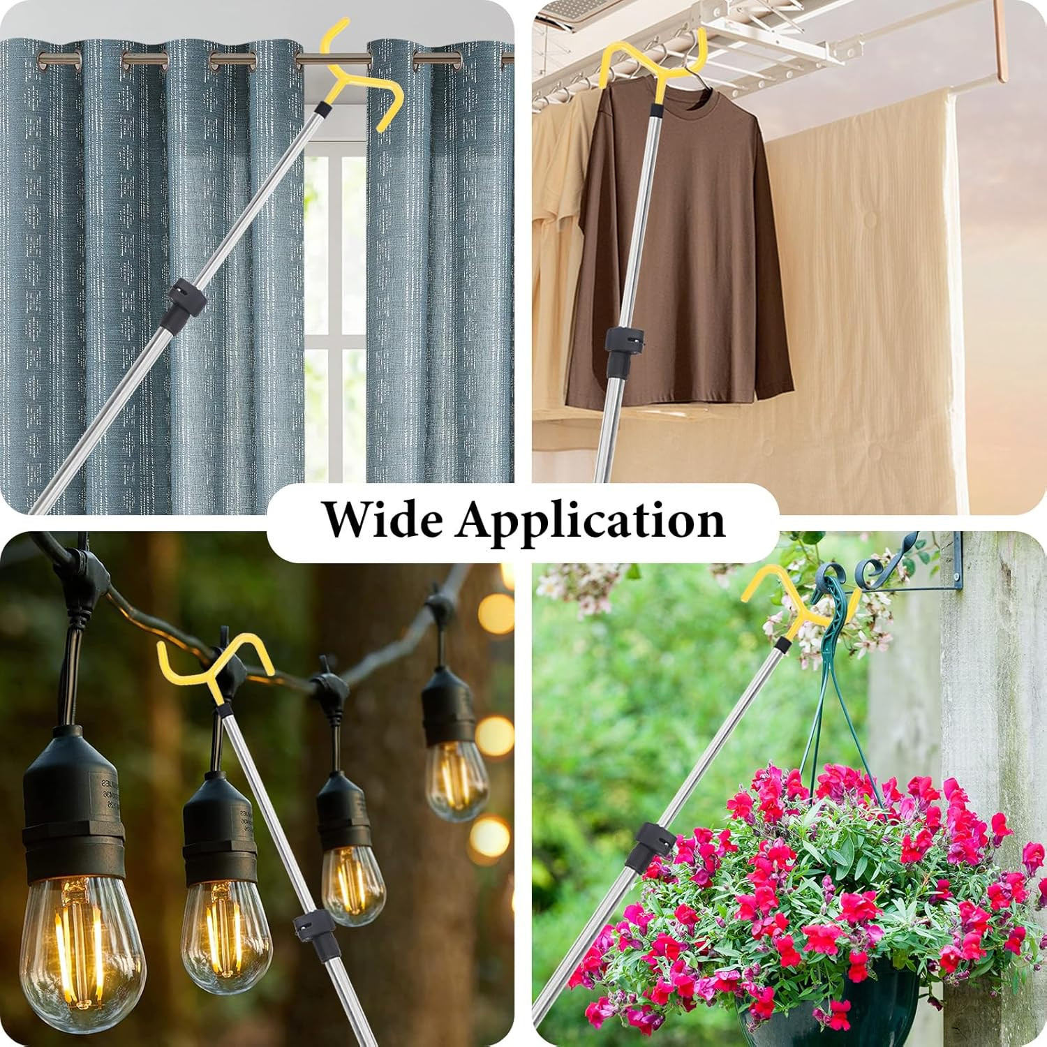 Curtain Pull Wand, Drapery Pull Rod for Curtains Adjustable 3-7.7 Feet Telescopi
