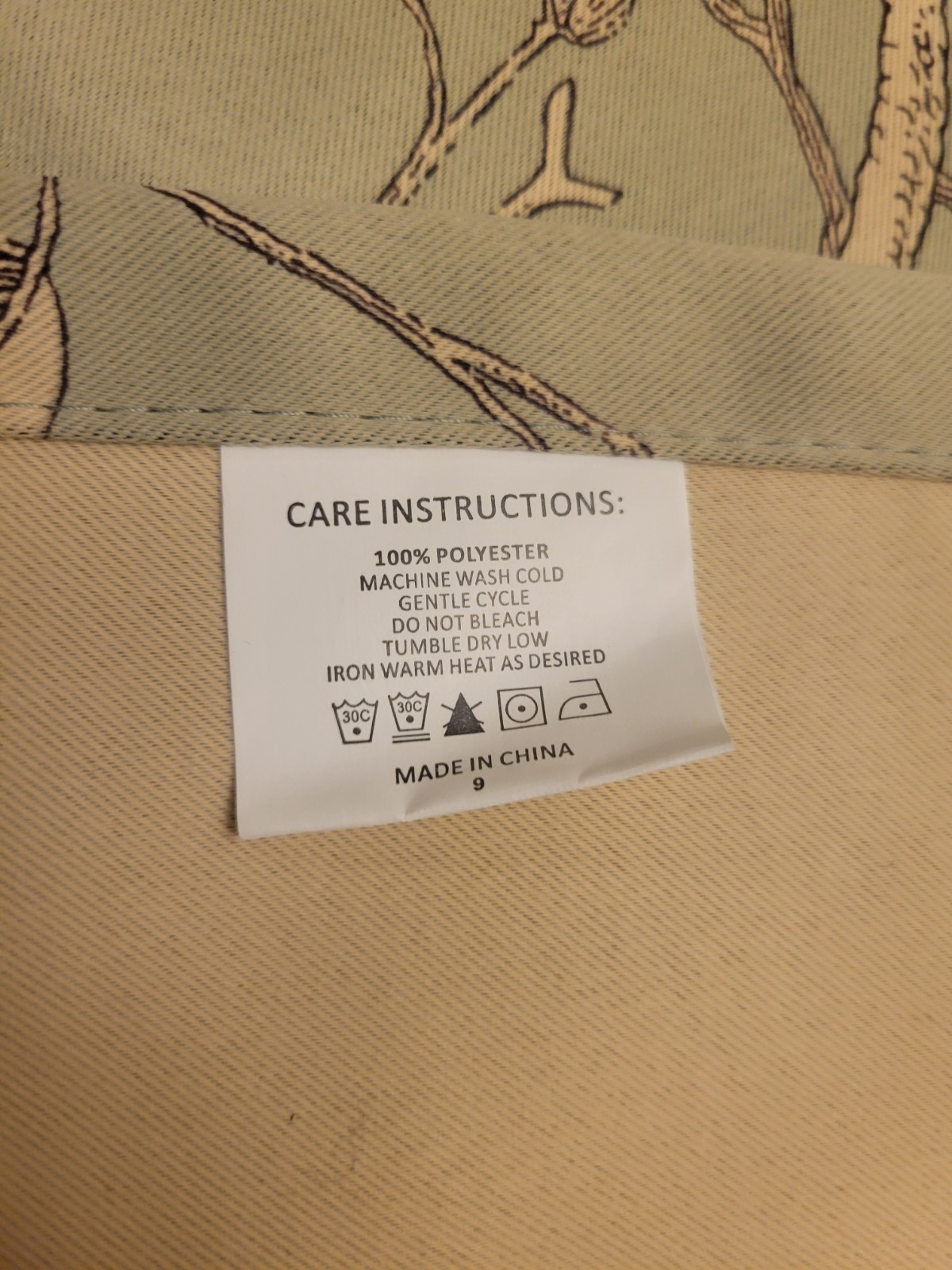 Light Sage Green Grommet Style Curtain With Birds Blackout 2 Panels 63 X 52