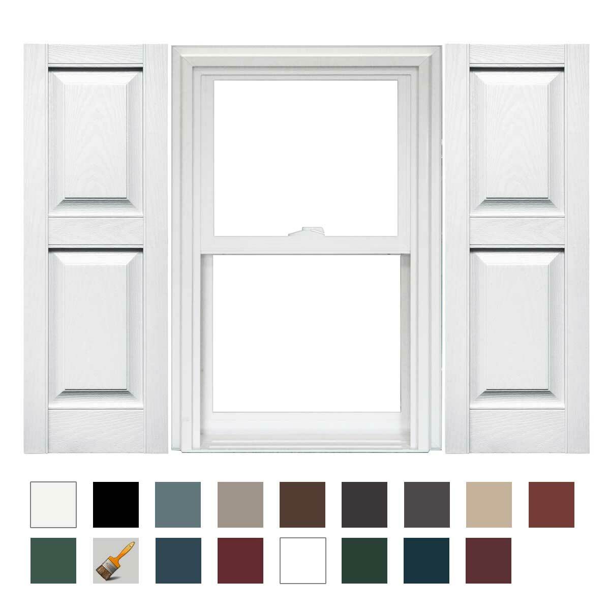 1 Pair of Mid America Raised Panel Premium Vinyl Shutters 14.75in. Width