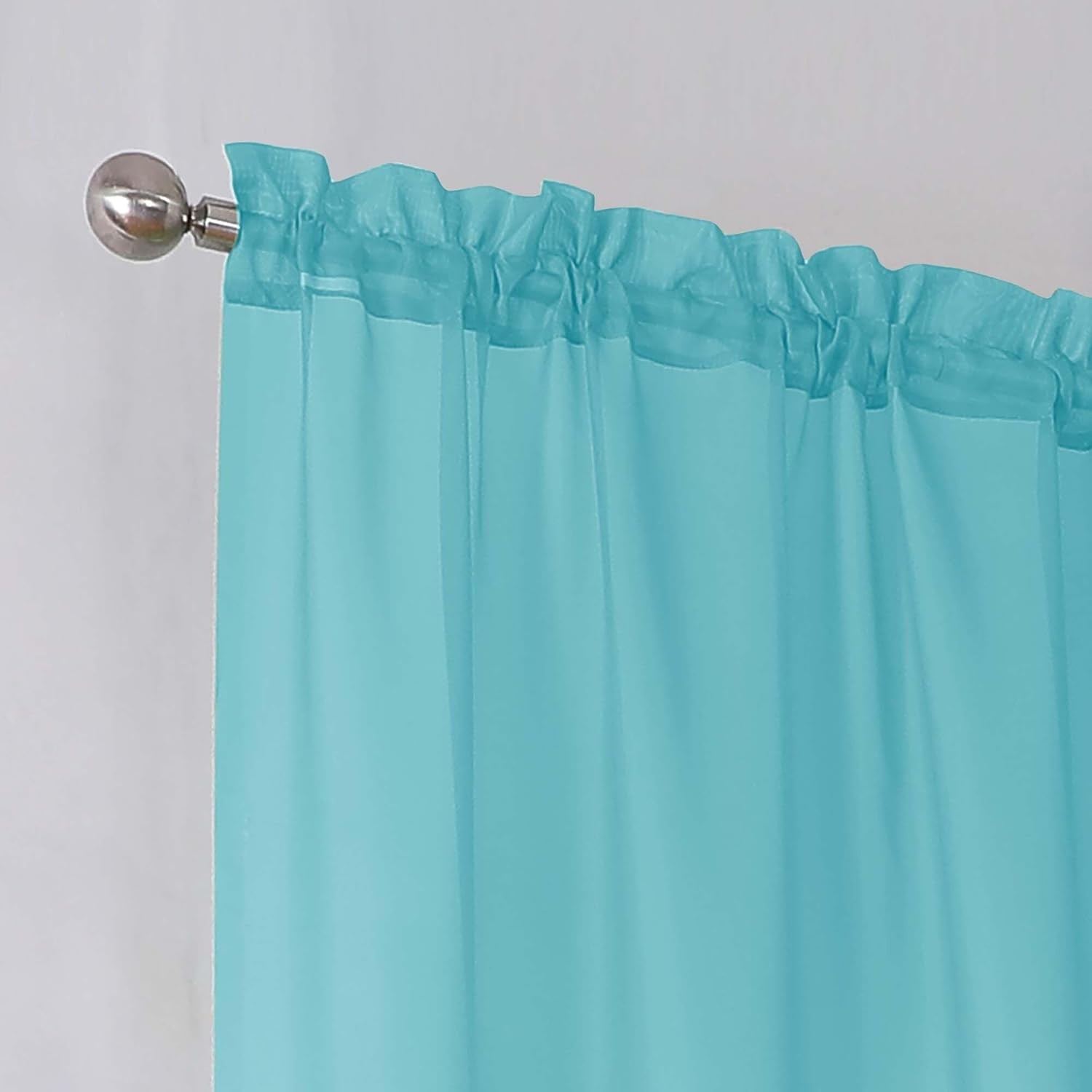 Short Sheer Curtains Length for Windows, Rod Pocket 2 Panels Set