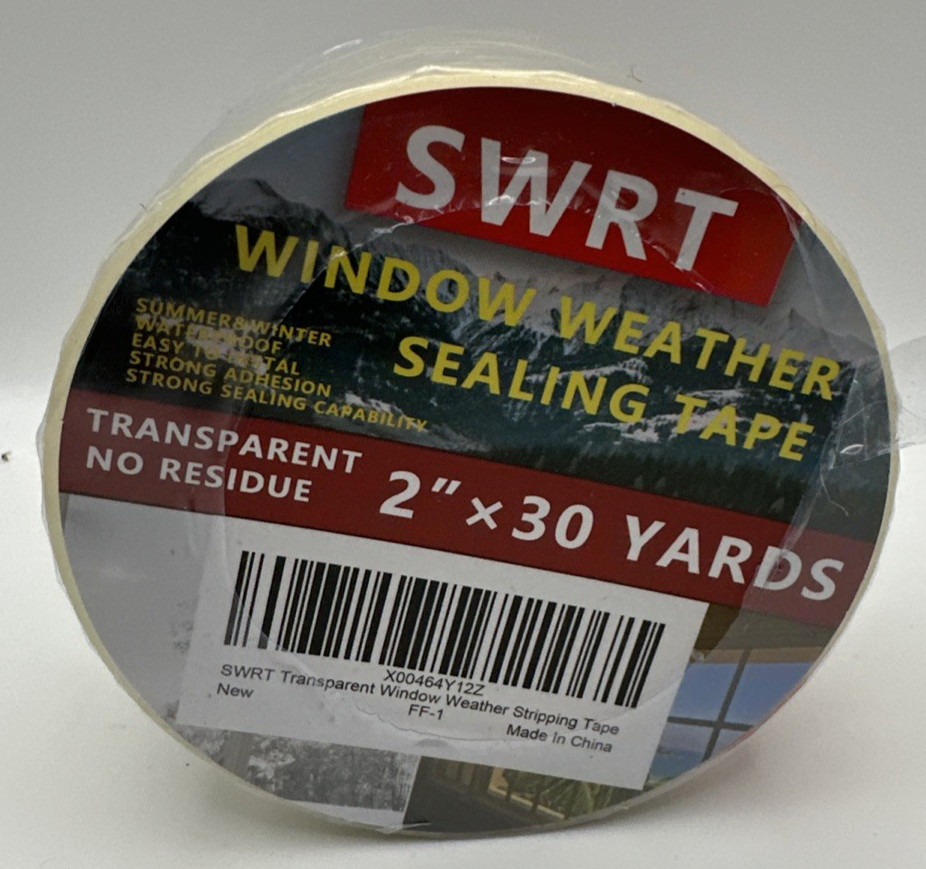 SWRT 2”X30Yd/90Ft Transparent Window Weather Sealing Tape, No Residue Window Ins