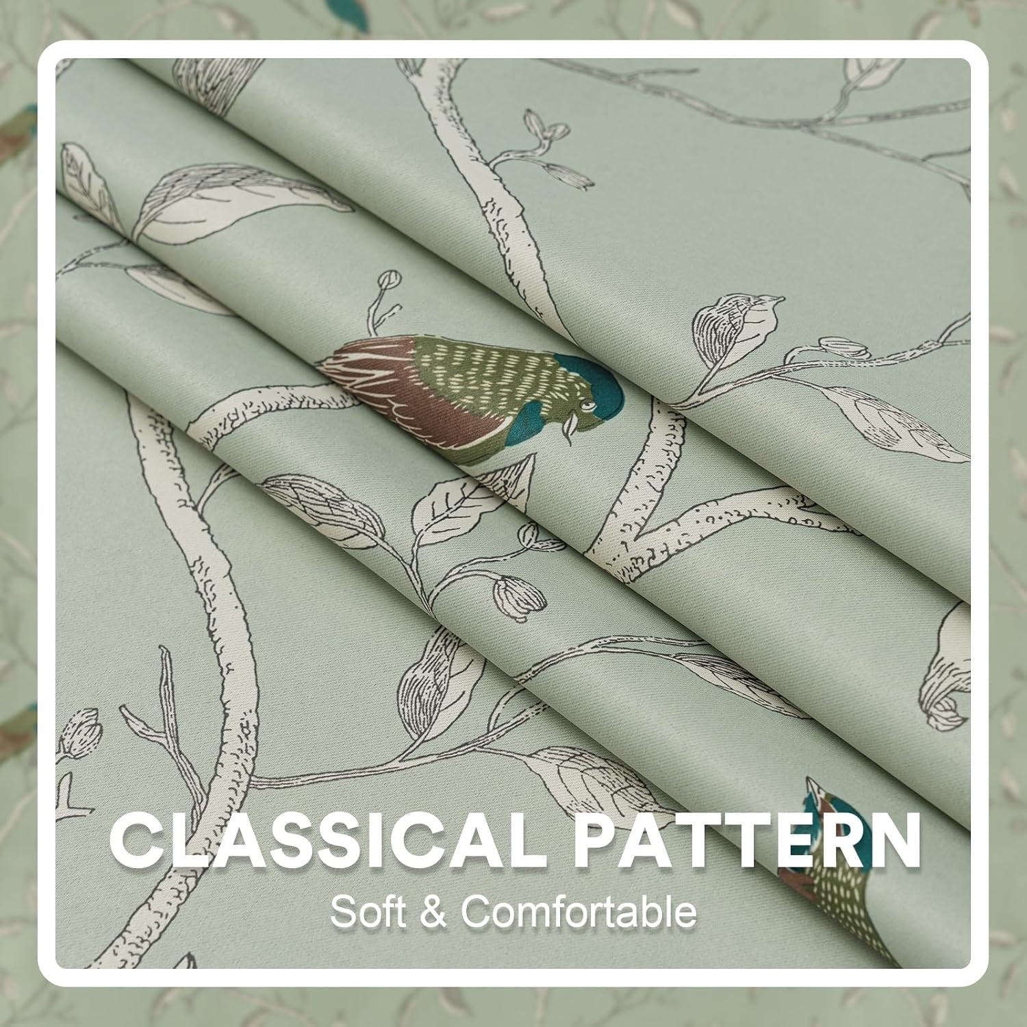Blackout Curtains for Bedroom 63 Inches Length Thermal Insulated Birds Rustic Pr