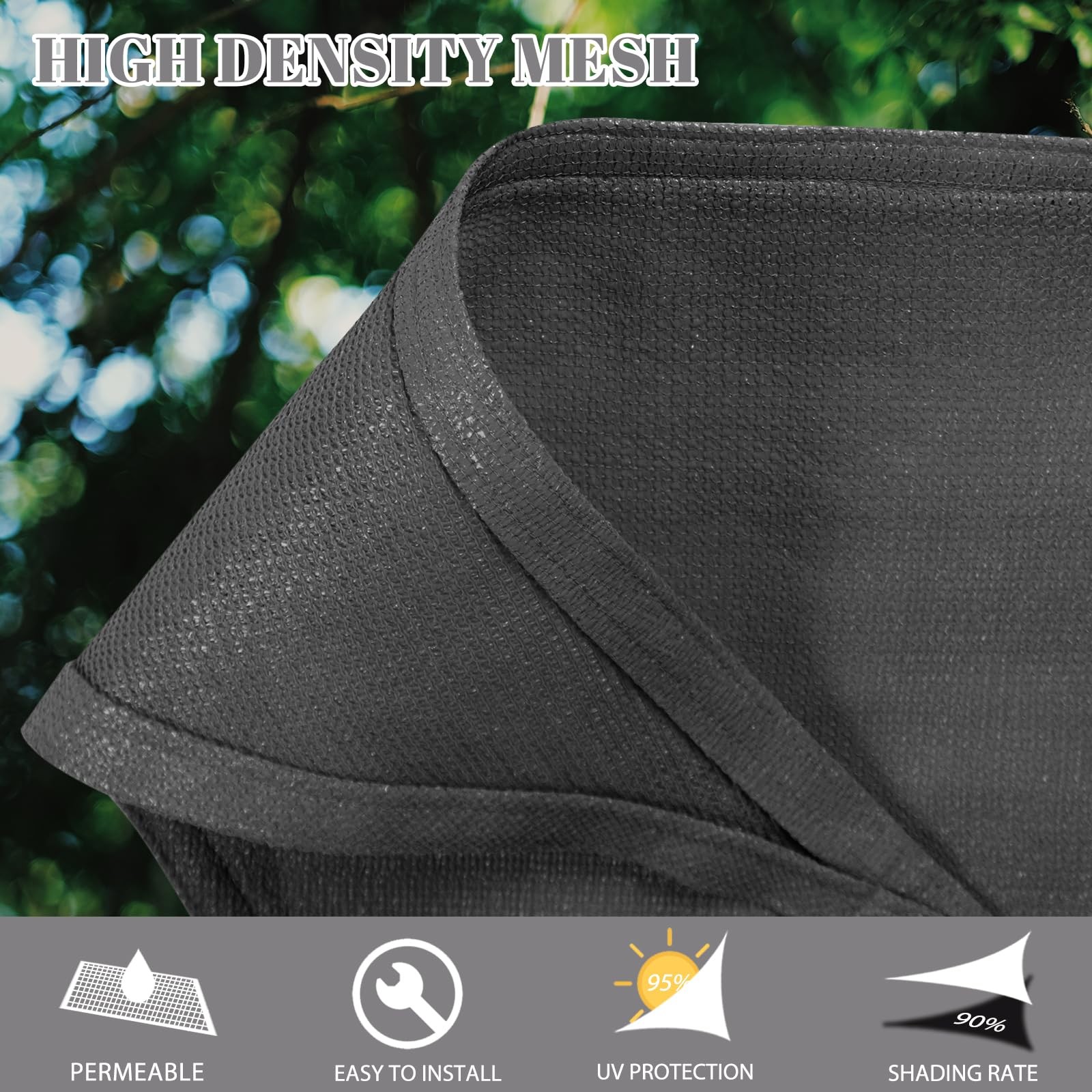 Cool Area Sun Shade Sail 12x16FT Rectangle 1 2′ x 1 6′, Dark Grey