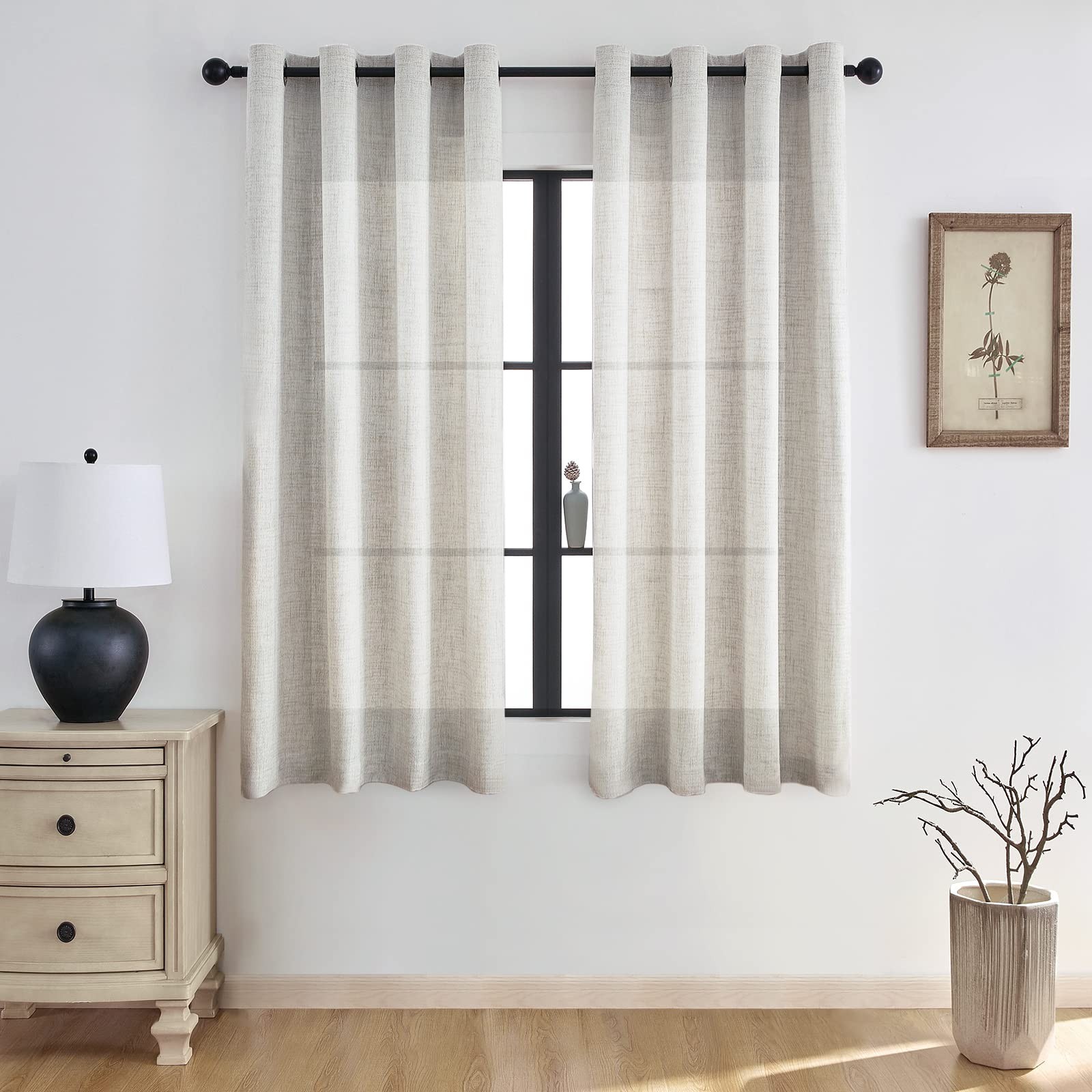 Curtains with eyelets semi free over curtains curtains set of 2, 210x140cm, natural…