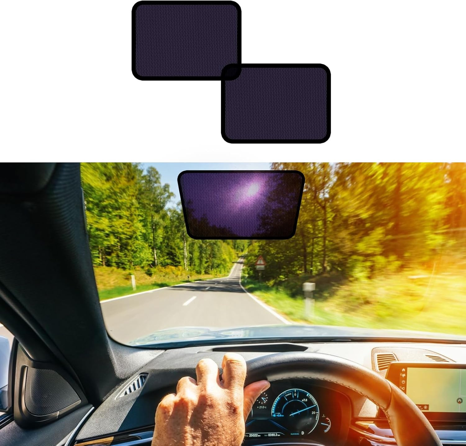 Small Cling Car Window Shades for Windshield & Side Windows – Universal Fit (9.8