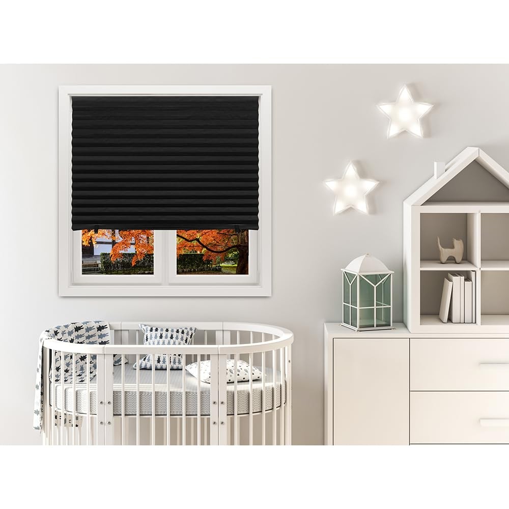 Redi Shade No Tools Original Blackout Pleated Paper 36″W x 72″H, Black