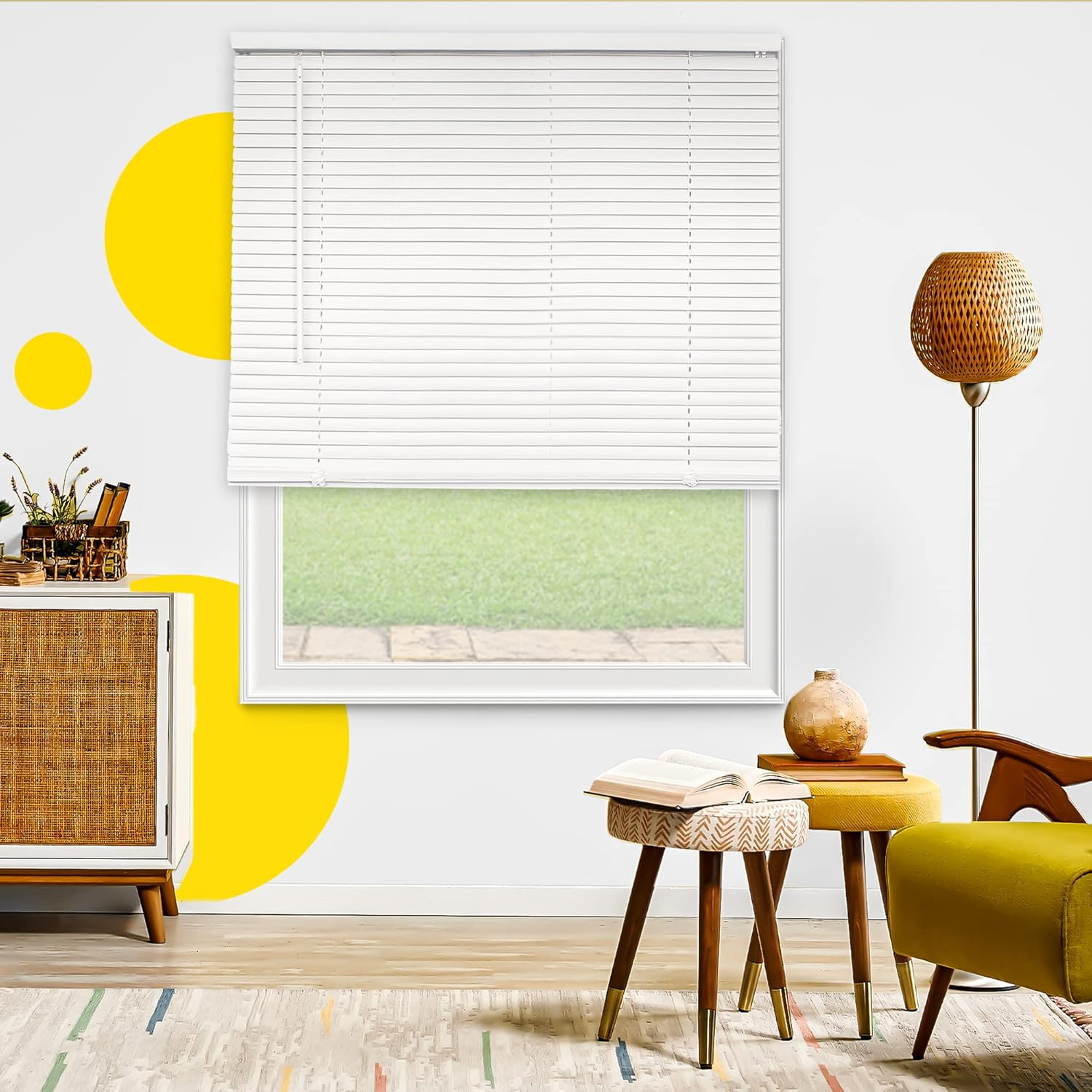 Cordless Mini Blinds, Light Filtering & Room Darkening Horizontal Window Blind f