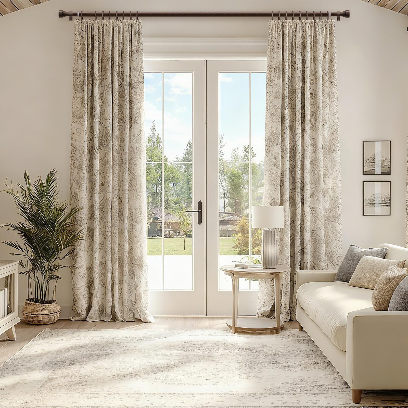Deep Walnut Wood Curtain Rods 28 to 48 Inches Adjustable Heavy Duty Window