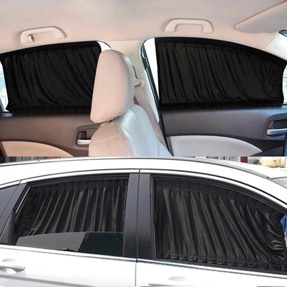2pcs Universal Car Side Window Curtains – Foldable UV Protection Sunshade – NEW