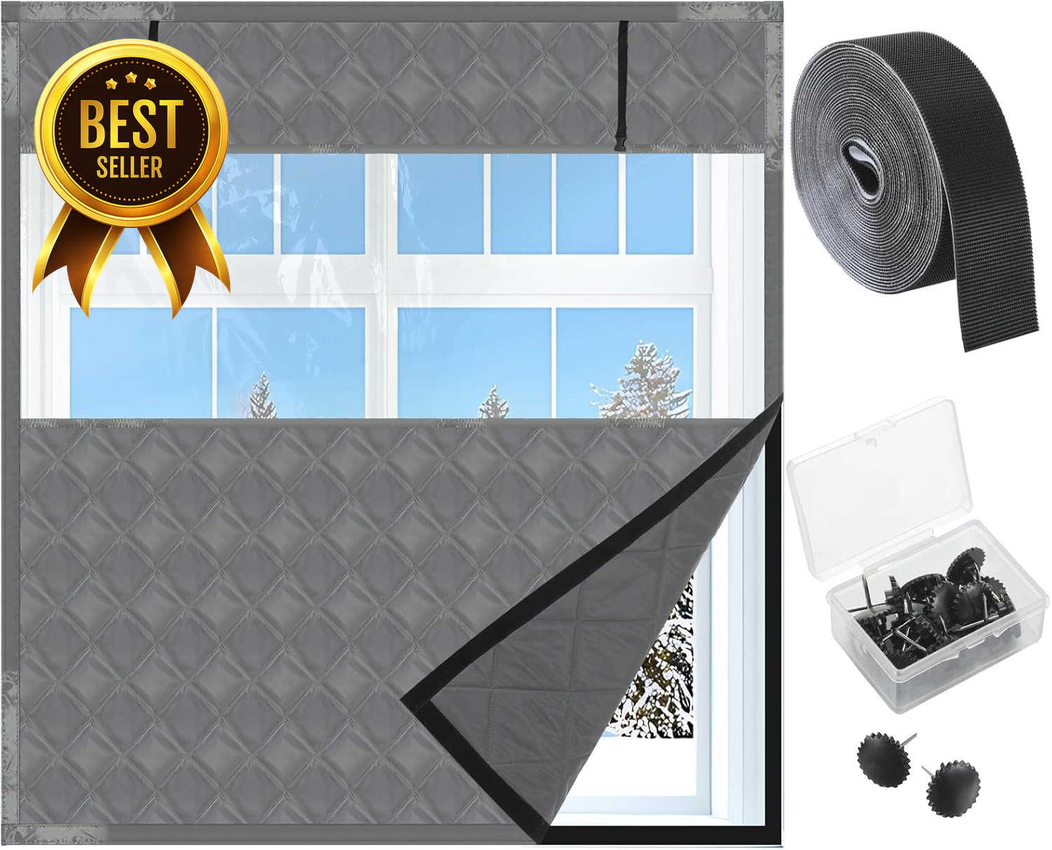 75x79in Thermal Window Insulation Kit Reusable Winter Cover Waterproof