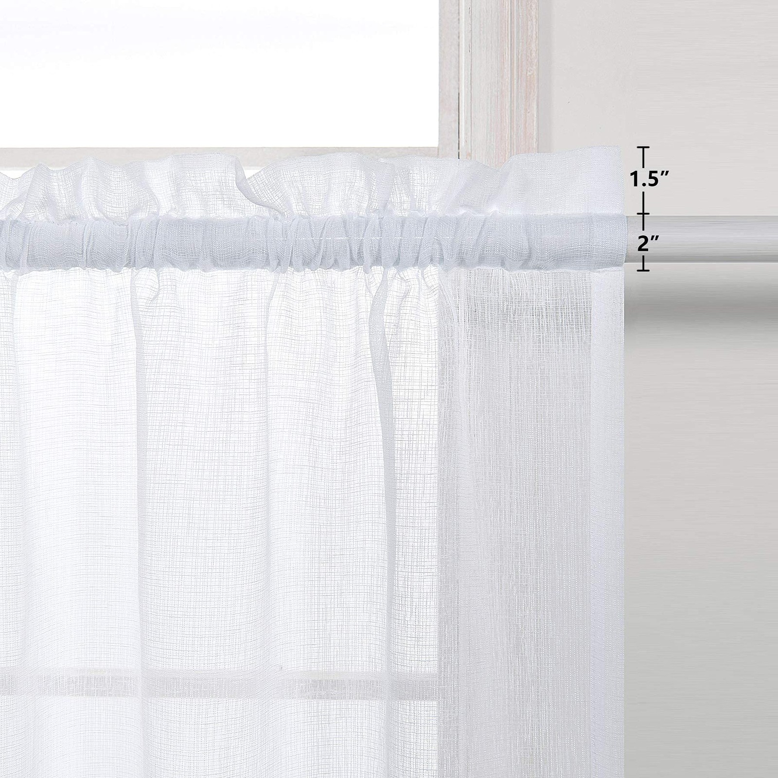 KOUFALL Tier Curtains for Kitchen 24 Inches 30″W x 24″L (Pack of 2), White