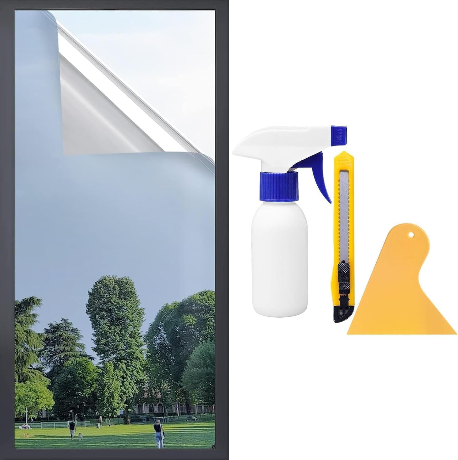 Window Privacy Film One Way Window Tint, 17.5 in X 6.5 Feet, Black