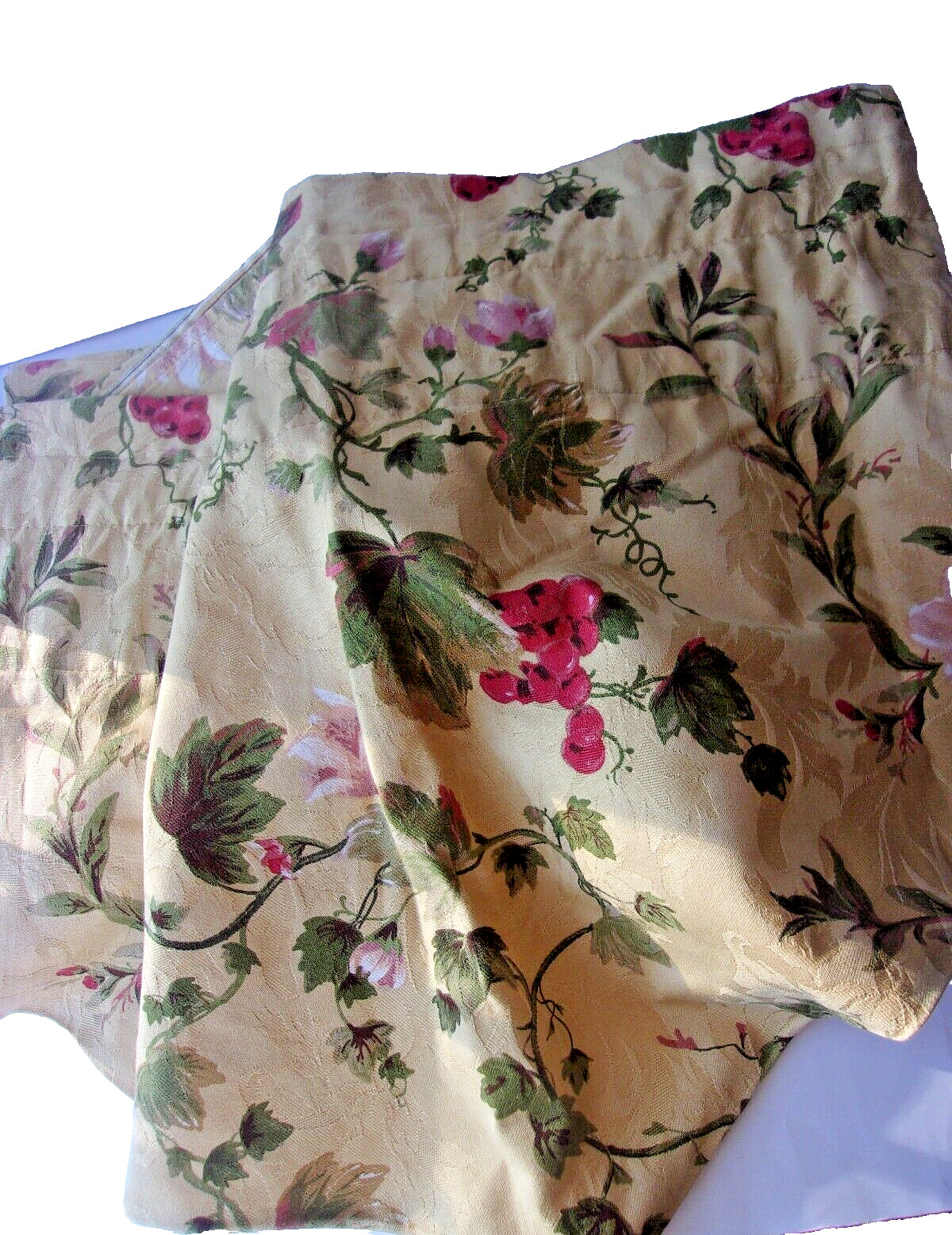 Vtg Waverly Lined Ascot Valance CHIANTI Grapes Floral Gold/Burgundy/Olive 1pc