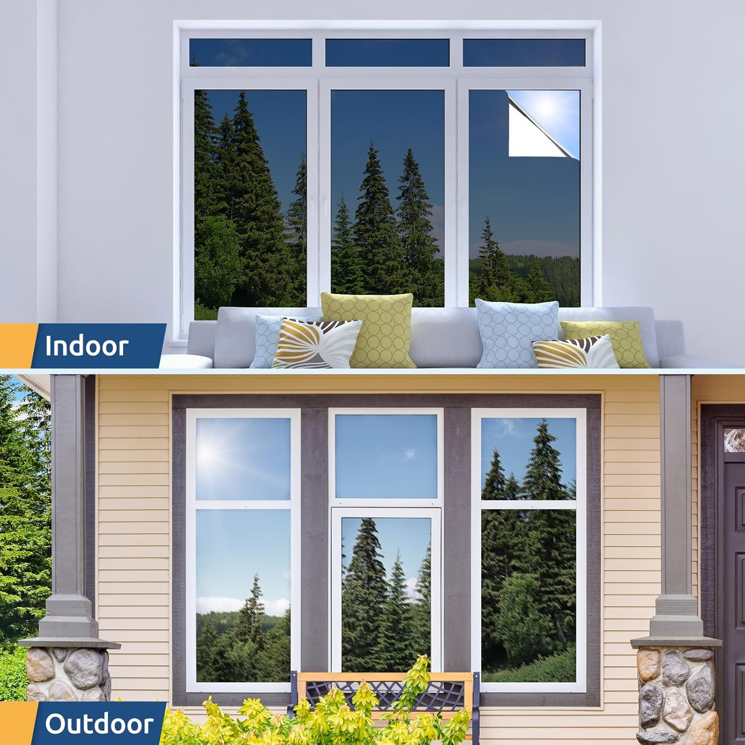Rabbitgoo One Way Window Privacy Film Window Tint for Home, Reflective Mirror S