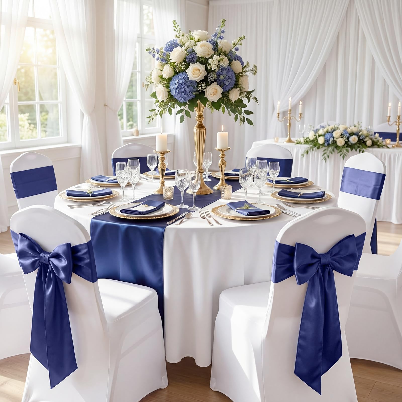 3 Pcs 2 FT Large Bow Decorations Big Satin Navy Blue Bows Hanging Wall Decors…