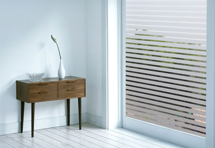 Stripe Frosted Glass Film Static Cling Office Bedroom Bathroom Home Window Tint
