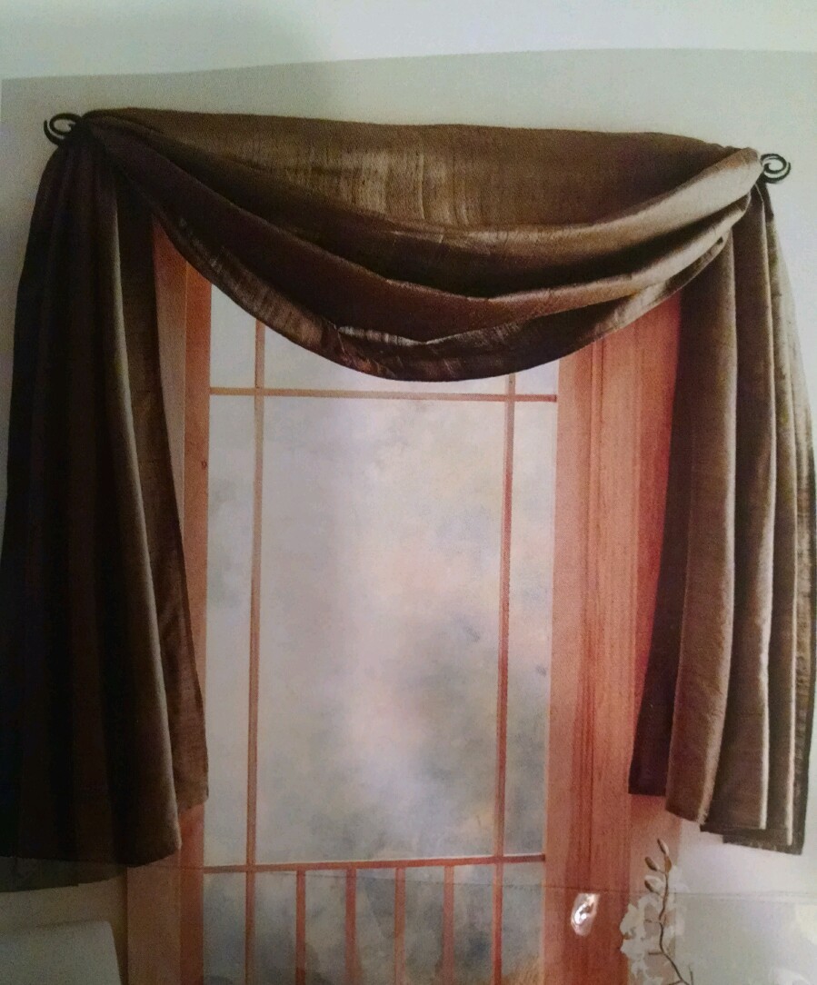 Target Home Window Scarf Olive Green Silk Blend Lined 44 x 144 – NEW