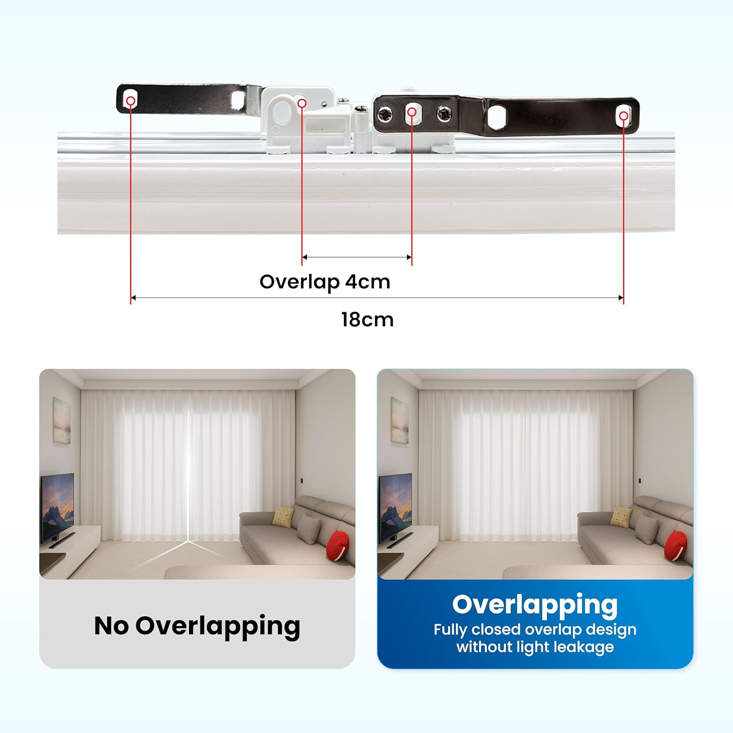 Smart Motorized Curtain Track, 71-130In, No-Cut Adjustable Electric Rail, ~33Db
