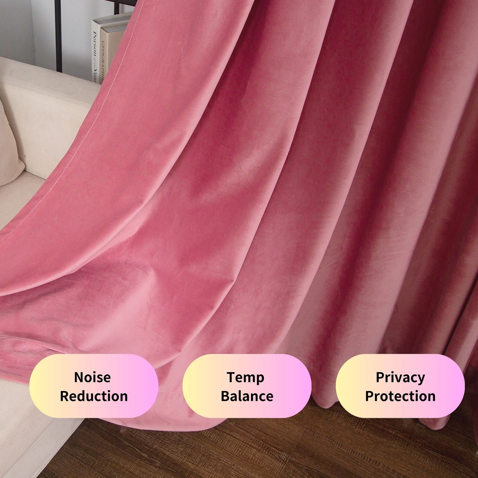 Blush Pink Velvet Curtains 84 inches Long Luxury Room Darkening for Bedroom Livi