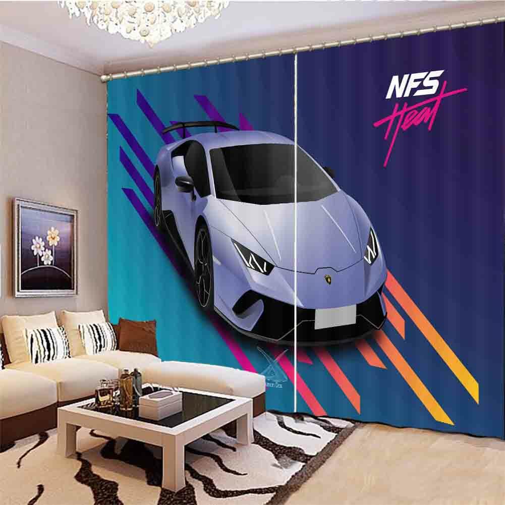 Illusion Case Car Sky 3D Curtain Blockout Photo Printing Curtains Drape Fabric