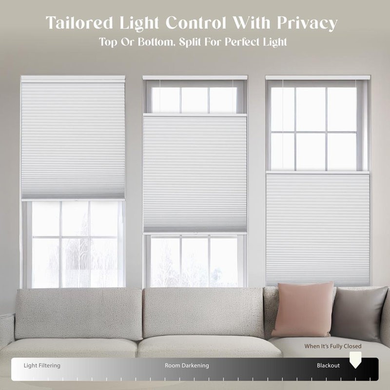 1.5″ Cordless Blackout Cellular Shade 36″ W X 60″ White, Polyester & PVC